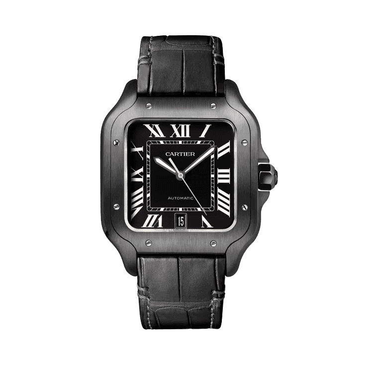 Cartier Santos De Cartier Black Leather 39.8mm