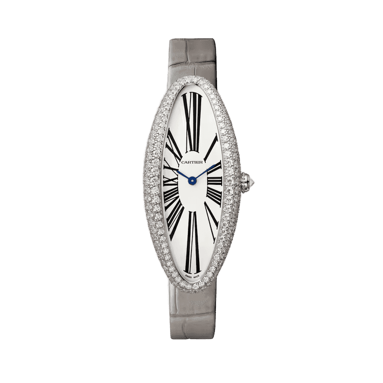 Cartier Baignoire Allongée White Leather 21mm