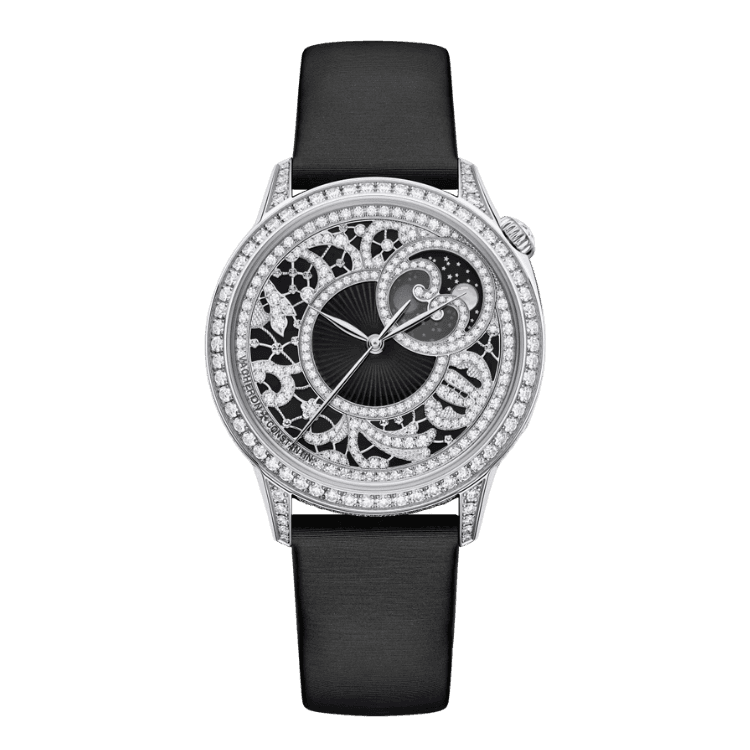 Vacheron Constantin Égérie Moon Phase Diamond Pave Alligator Leather 37mm