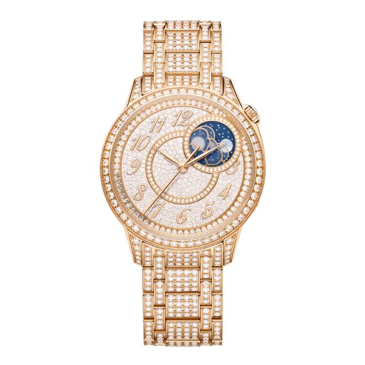 Vacheron Constantin Égérie Moon Phase Diamond Pave Pink Gold 37mm