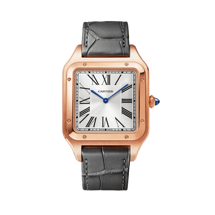 Cartier Santos Dumont Silver Leather 33.9mm