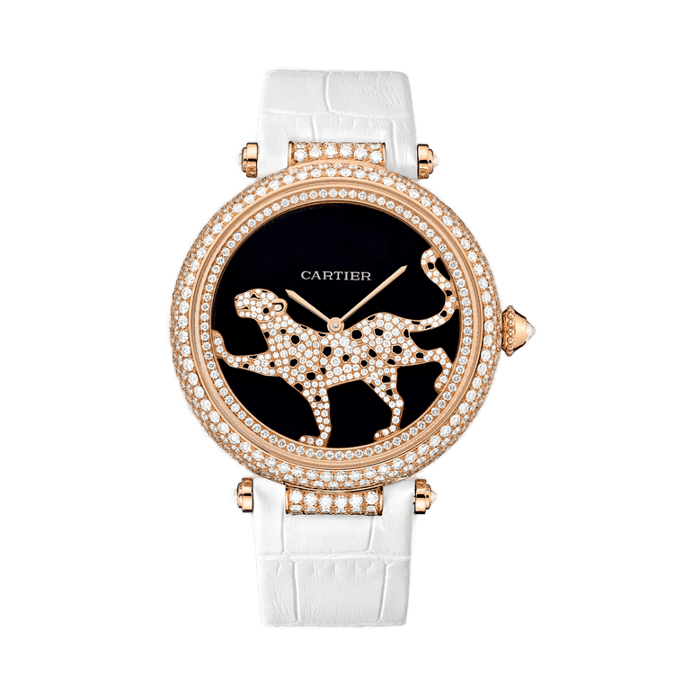 Cartier Panthère Jewelry Black Leather 42mm