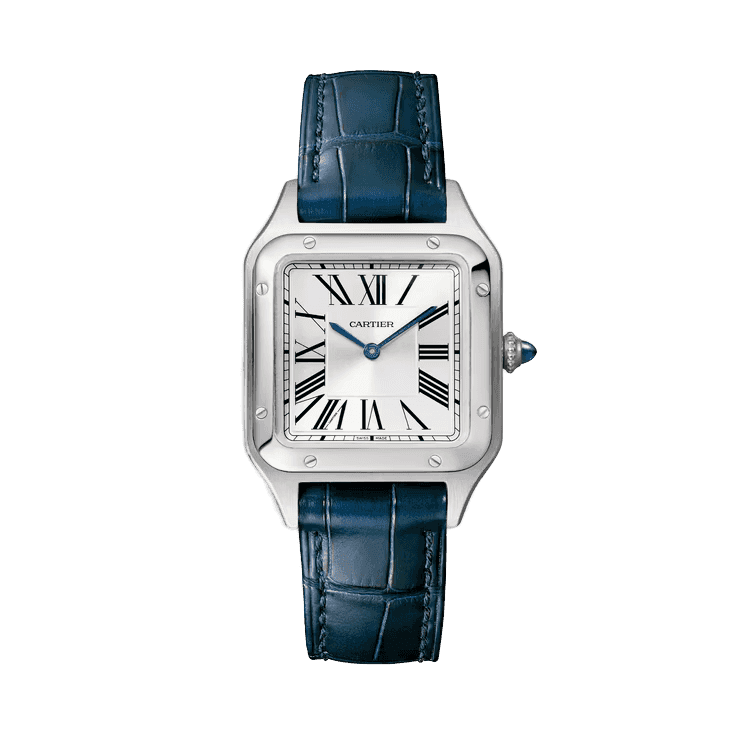 Cartier Santos Dumont Silver Leather 27.5mm