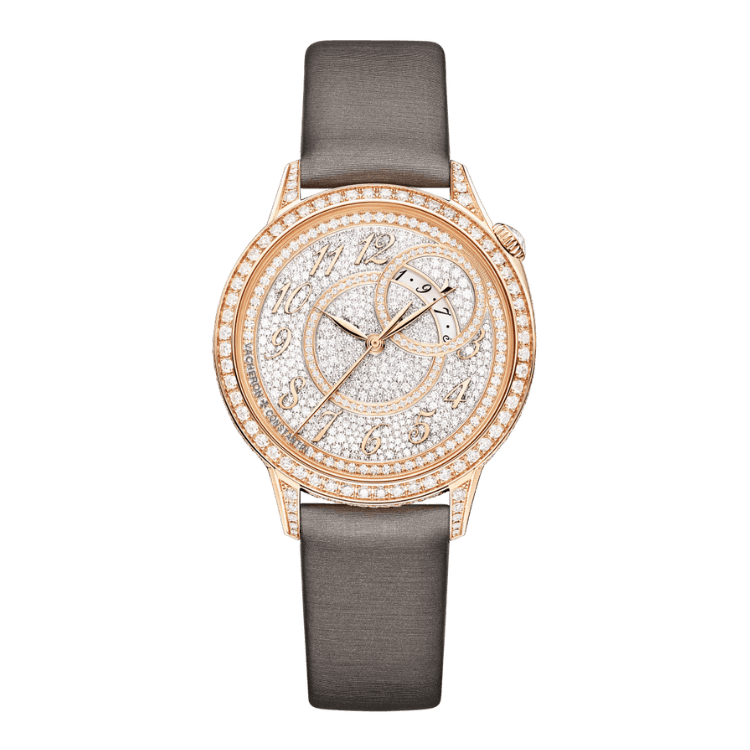 Vacheron Constantin Égérie Moon Phase Diamond Pave Alligator Leather 35mm