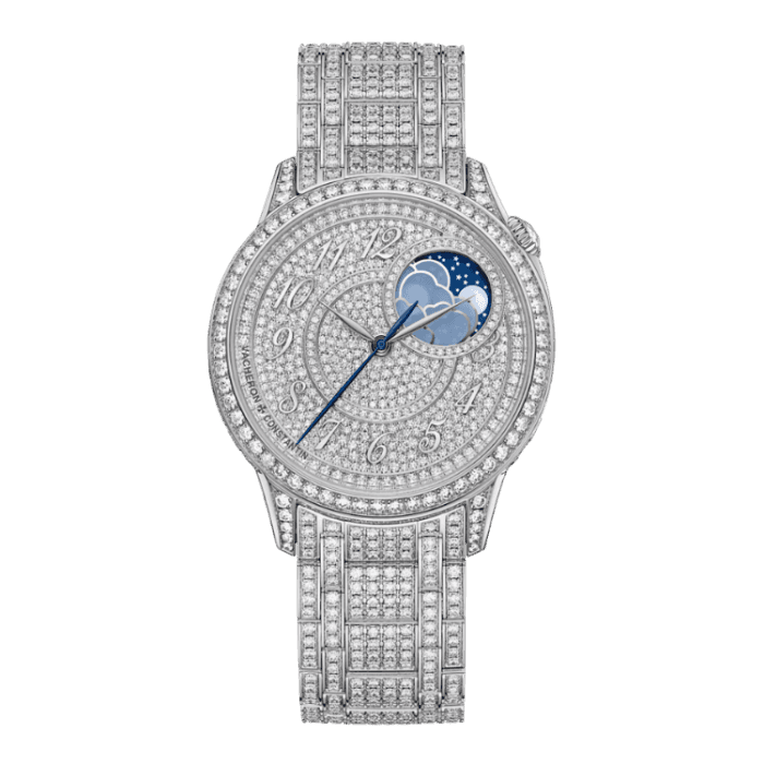 Vacheron Constantin Égérie Moon Phase Diamond Pave White Gold 37mm