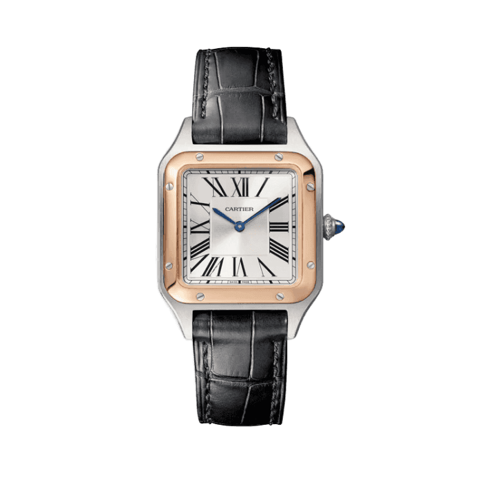 Cartier Santos Dumont Silver Leather 27.5mm