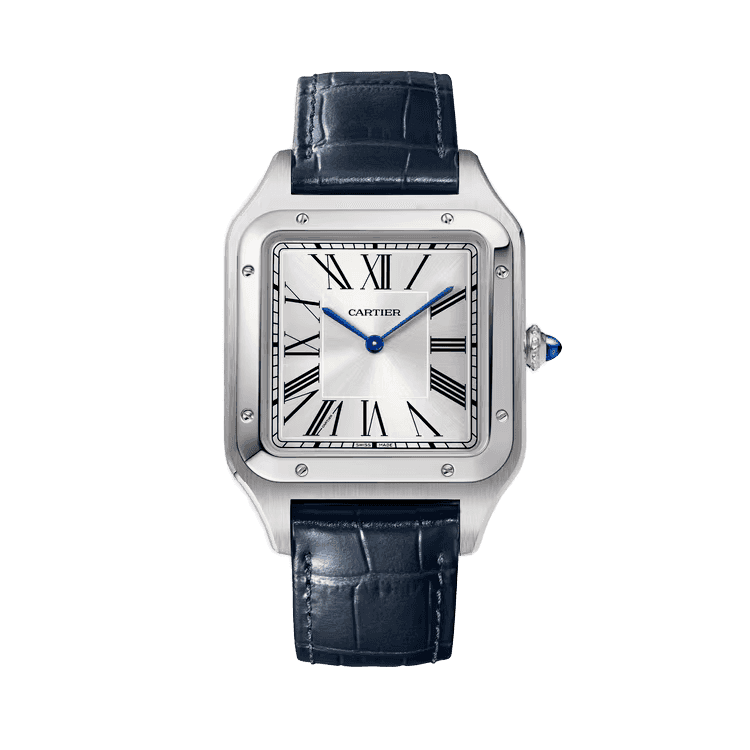 Cartier Santos Dumont Silver Leather 33.9mm