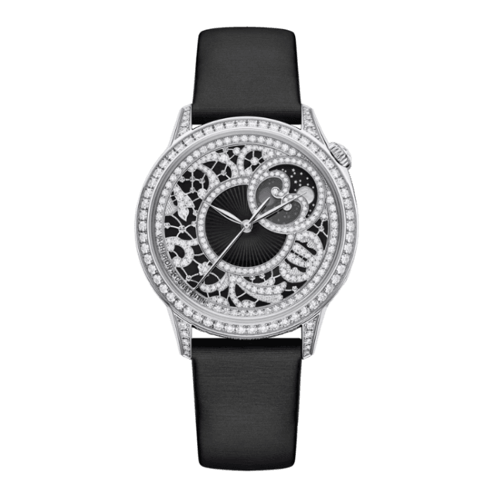 Vacheron Constantin Égérie Moon Phase Diamond Pave Alligator Leather 37mm